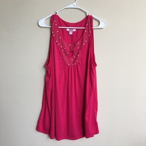Sleeveless Rhinestones Top Fushia - 22/24